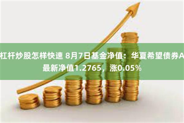 杠杆炒股怎样快速 8月7日基金净值：华夏希望债券A最新净值1.2765，涨0.05%