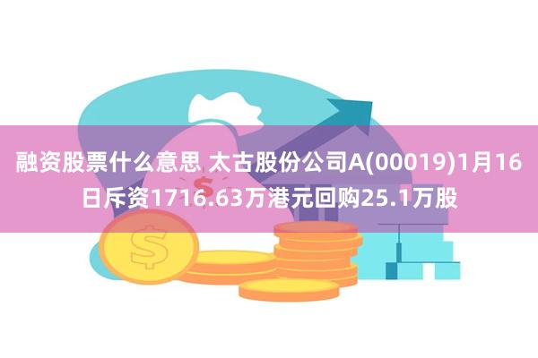 融资股票什么意思 太古股份公司A(00019)1月16日斥资1716.63万港元回购25.1万股