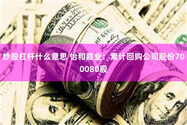 炒股杠杆什么意思 怡和嘉业：累计回购公司股份700080股